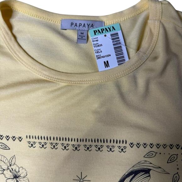 Papaya Pisces Astrology Graphic Tee Yellow Size M | Y2K Cosmic Core Top - Picture 6 of 8